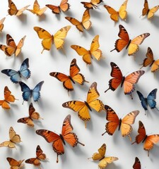 Collection of various butterfly cutouts on white background, ornate, delicate