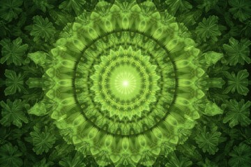 Intricate green mandala design radiating harmony and nature's es