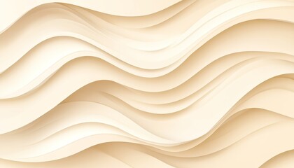 Obraz premium Elegant Minimalist Background, 3D Pale Yellow Abstract Flowing Waveform Delicate Light Pattern