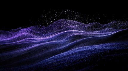 Mesmerizing Purple and Blue Particle Waves in a Dark Space