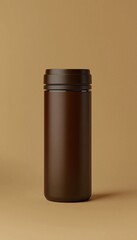 Fototapeta premium Hot bottle tumbler deep brown color alluminium to keep warn water