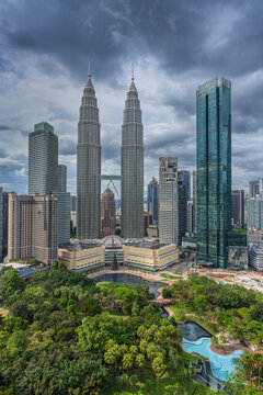 View of petronas towers and cityscape with beautiful skyline at night, Kuala Lumpur, Malaysia.