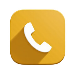 Yellow Rounded Square with White Phone Icon and transparent background