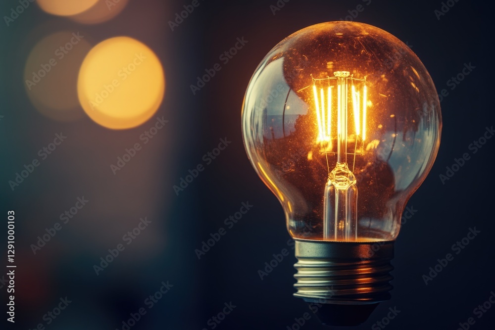 Poster a single light bulb sits on a table surface