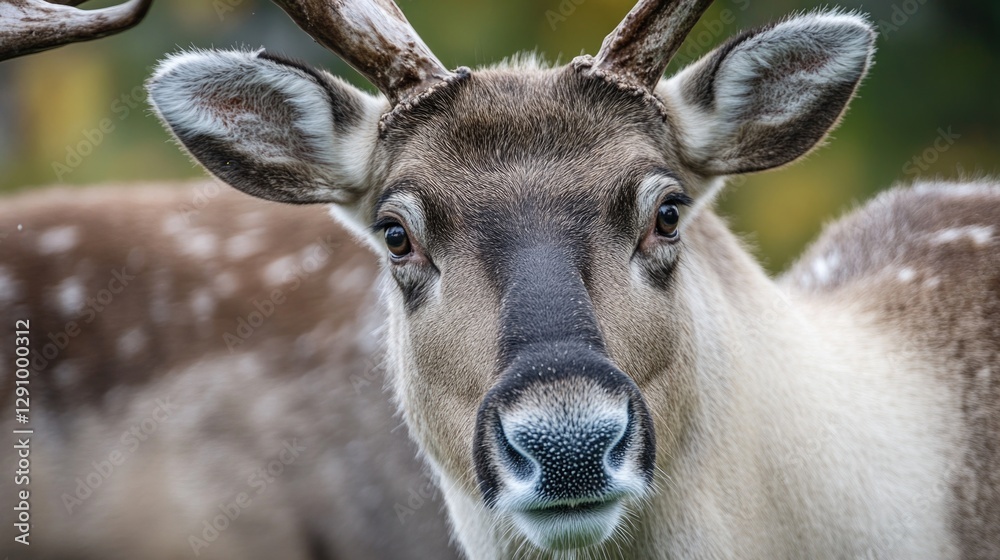 Poster a close-up view of a deer with impressive antlers on its head