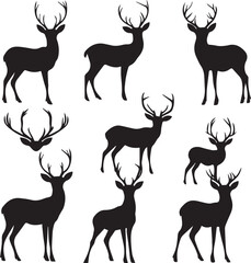 set of deer silhouettes