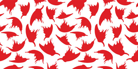 Chili peppers in flat style. Seamless pattern for kitchens, cafes, clothes and more. Silhouette. Vector illustration. Handdrawn.
