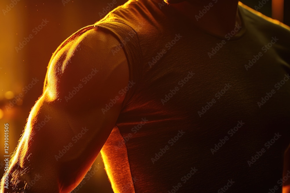 Poster a close-up view of a man's arm with another arm in the background, potentially showing a sense of co
