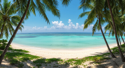 Tropical beach palm trees sand ocean paradise travel