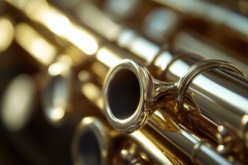 Naklejka premium A close-up view of a gold finished flute