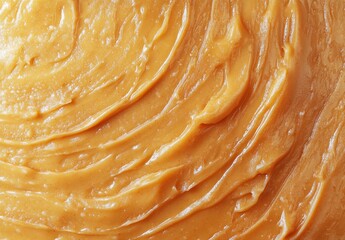 Fototapeta premium Creamy and Smooth Peanut Butter Spread Background Texture with Whirls and Waves Ideal for Food Photography and Culinary Arts Projects