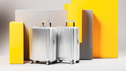 Colorful display of vibrant suitcases for travel plans