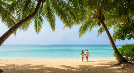 Tropical beach palm trees sand ocean paradise travel