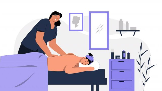 A vector animation that explores the beauty and cosmetics industry, showcasing the latest trends, products, and services in a visually appealing, stylized design.