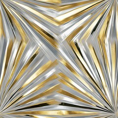 Radiant starburst with metallic silver and gold highlights seamless pattern design