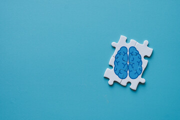 Human Brain Icon on Puzzle Pieces.,idea of Knowledge, Psychology, Artificial Intelligence, Critical...