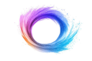 vibrant swirl of colors in shades of pink, purple, blue, and orange, creating dynamic and artistic circular design. energetic brush strokes evoke sense of movement and creativity