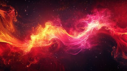 Vibrant cosmic swirl of fiery colors in space