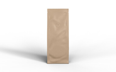 3d render of coffee bag isolated on transparent background. Coffee bag mockup.