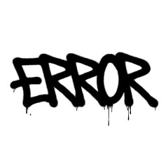 ERROR graffiti-style text with dripping details, black spray paint effect isolated on transparent background PNG
