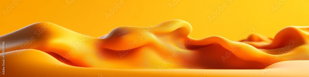 Wall mural minimalist abstract background with delicate pastel yellow wave texture pattern, 3d render