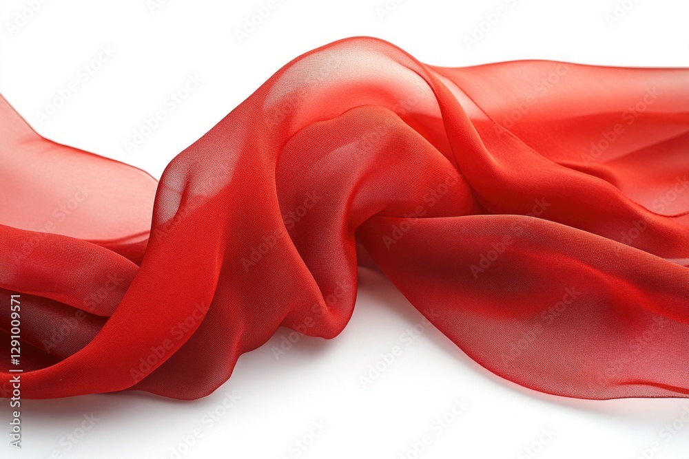 Poster a close-up view of a bright red cloth on a white background
