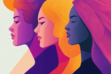 A group of women with unique hairstyles, great for promoting diversity and individuality