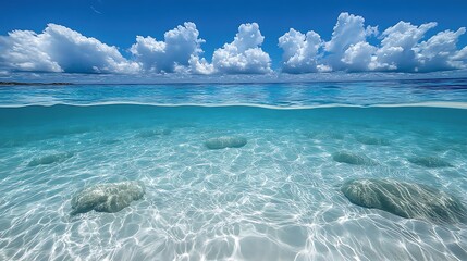 Obraz premium Tropical Ocean Water Surface and Underwater