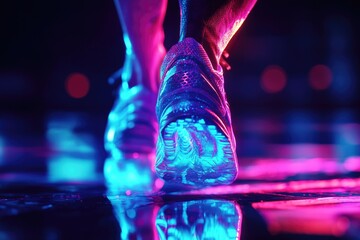 A close-up shot of a person's feet wearing bright neon shoes, perfect for capturing the attention of your audience