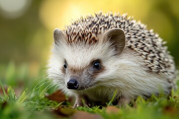 Naklejka premium A small hedge sits atop a lush green field, providing a natural boundary