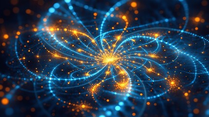 A fractal-based golden ratio pattern glowing in the dark