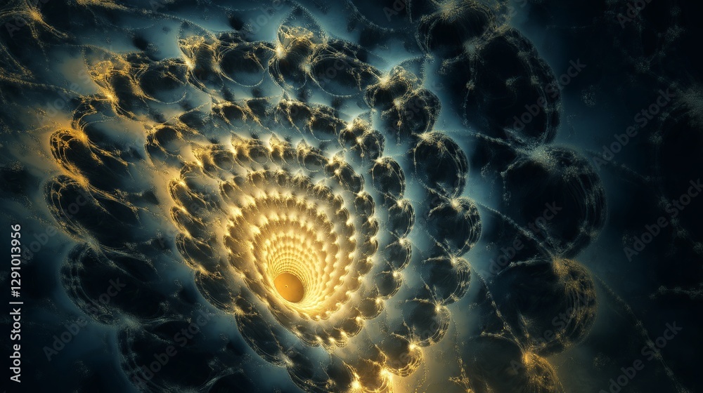 Poster A fractal-based golden ratio pattern glowing in the dark