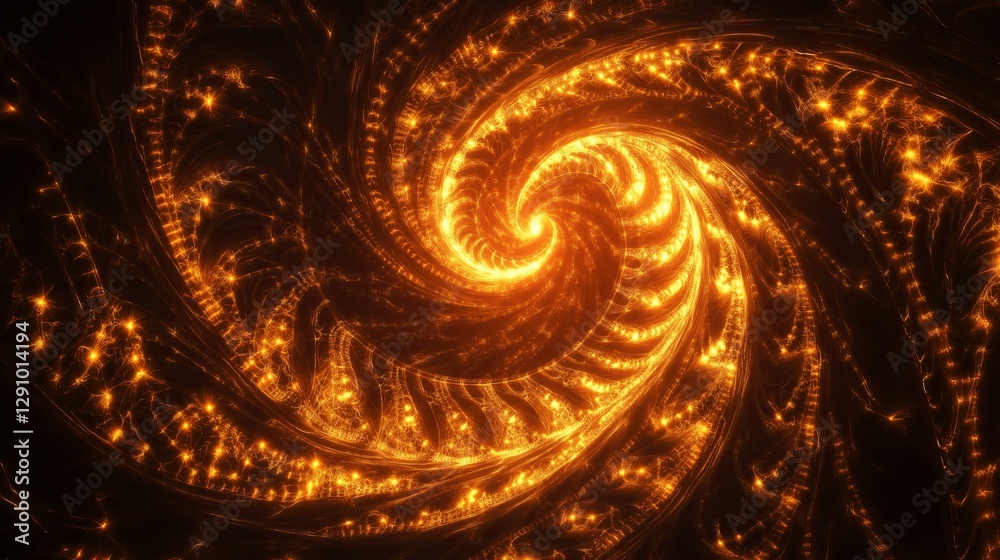 Poster A fractal-based golden ratio pattern glowing in the dark