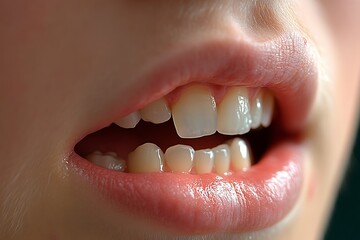 Child's open mouth, teeth
