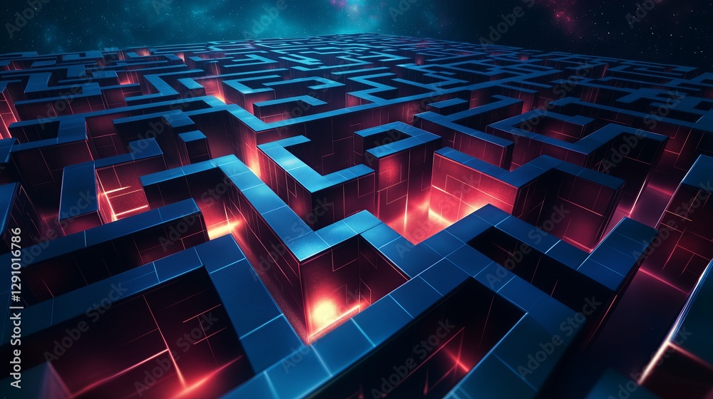 Poster A complex 3D maze floating in space.