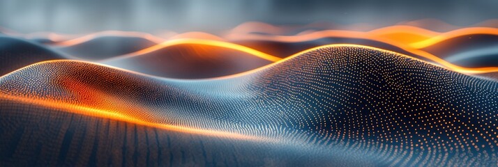 Abstract Glowing Particle Wave Landscape Digital Art Background