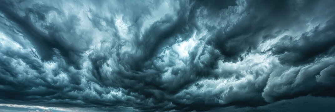 Ominous sky filled with an endless sea of dark rolling clouds