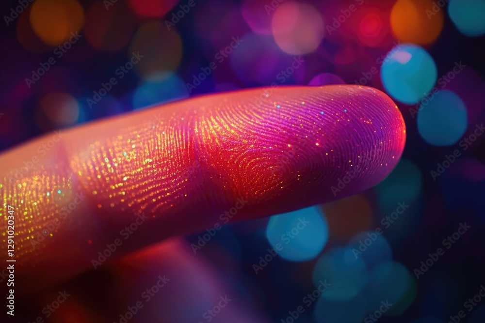 Poster A close-up image of a single finger with a visible fingerprint, great for use in crime scene or forensic investigations