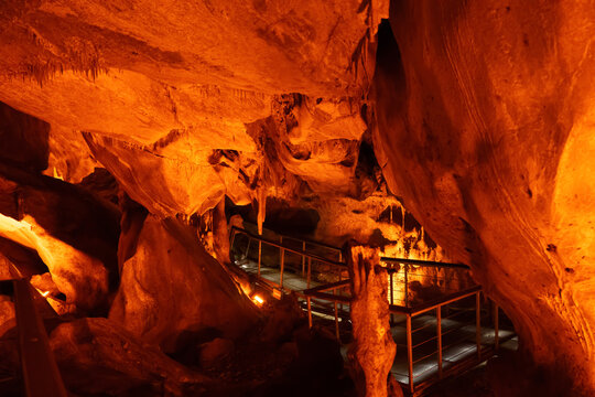 Inside view of touristic Tulumtas cave, Tulumtas, Golbasi, Ankara, Turkey