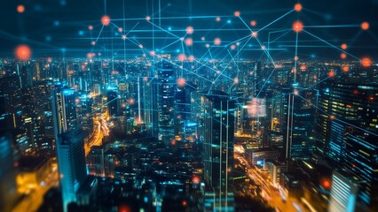 Fototapeta premium Smart City Network Digital Connection Urban Technology Global Communication