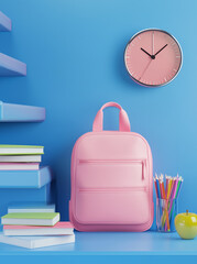 Trendy Pink Backpack on a Desk, school