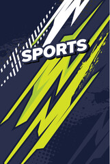 Sport jersey design template curve line for football soccer, racing, running, e sports, green blue color EPS 10