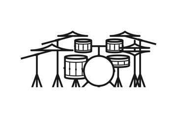 drum musical instrument icon line design