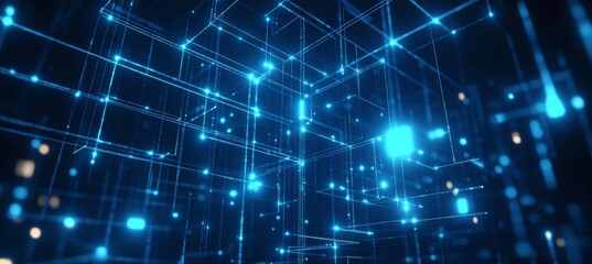 Obraz premium Abstract Technology Background Futuristic Glowing Blue Data Circuit Board with Network Connection