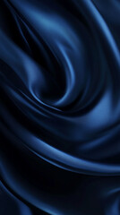 Fototapeta premium Close-up of deep blue satin fabric with soft folds and light reflections, showcasing smooth texture and elegant pattern. Represents luxury, softness, and elegance.