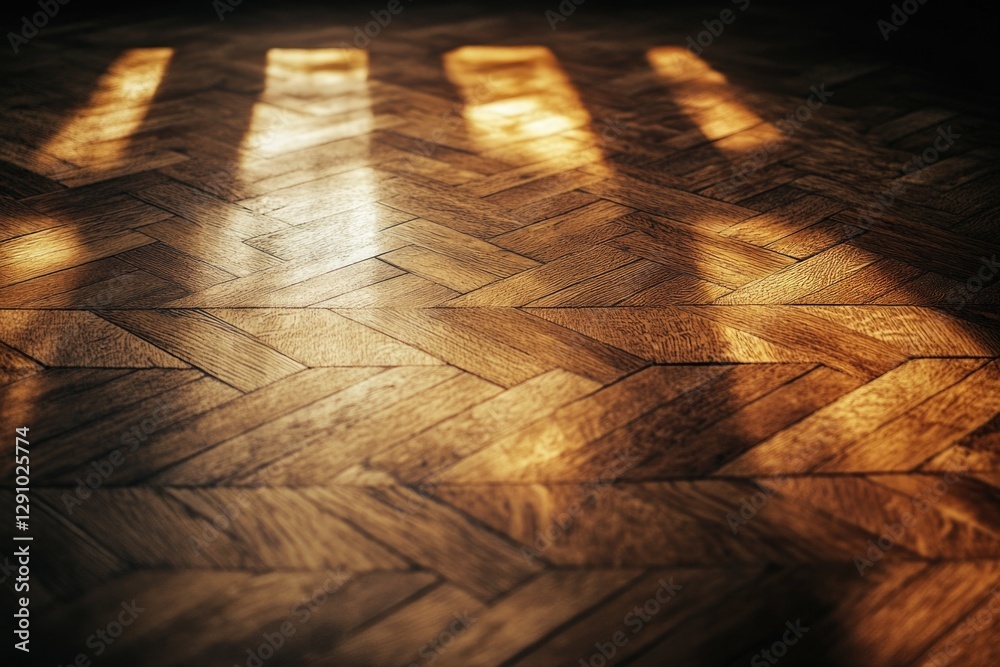 Poster a wooden floor with light streaming through the gaps, great for interior design or architecture imag