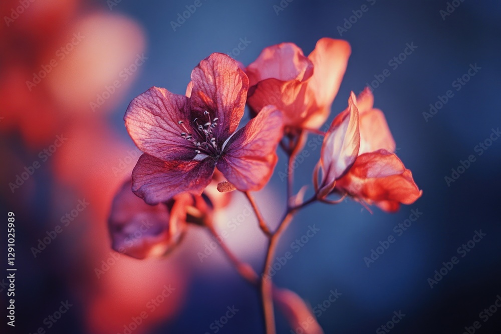 Poster a close-up view of a single flower sitting atop a stem