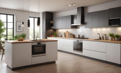 Energy-efficient appliance in a modern kitchen, power consumption, electric efficiency