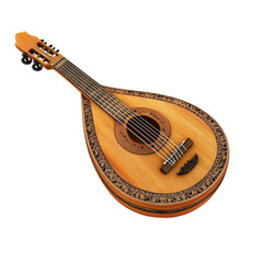 Fototapeta premium Vihuela resting on a transparent background showcasing its elegant design and craftsmanship, vihuela isolated on transparent background