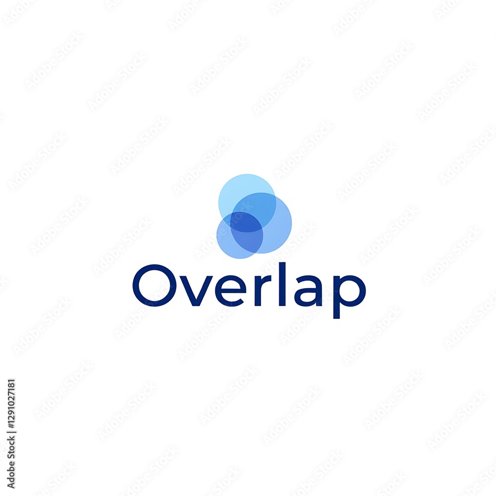 Poster overlap concept with transparent blue circles abstract design element symbol visual communication